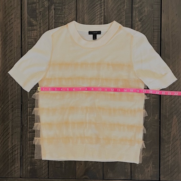 J Crew Tippy Tulle Ruffle Merino Wool Top - Picture 4 of 5